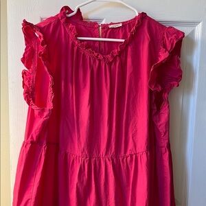 Chic Soul Hot Pink Ruffle Sleeve Dress